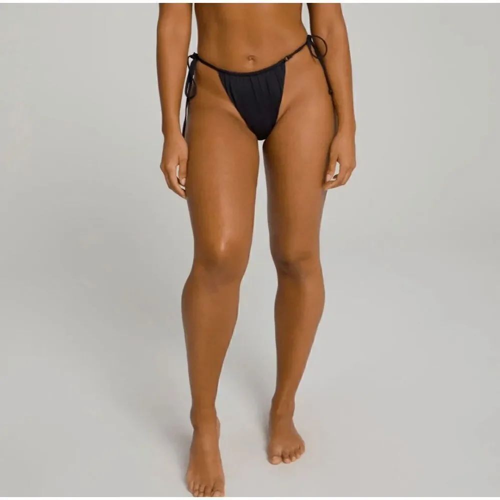 Good American Women's Hi-Hi Reversible Tanga Bikini Bottom Black